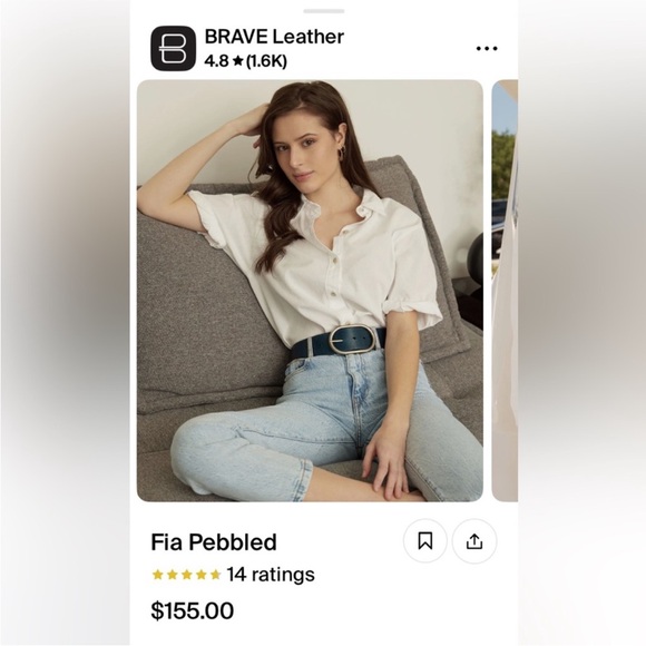 🇨🇦BRAVE leather belt with silver tone modern buckle - Picture 13 of 13